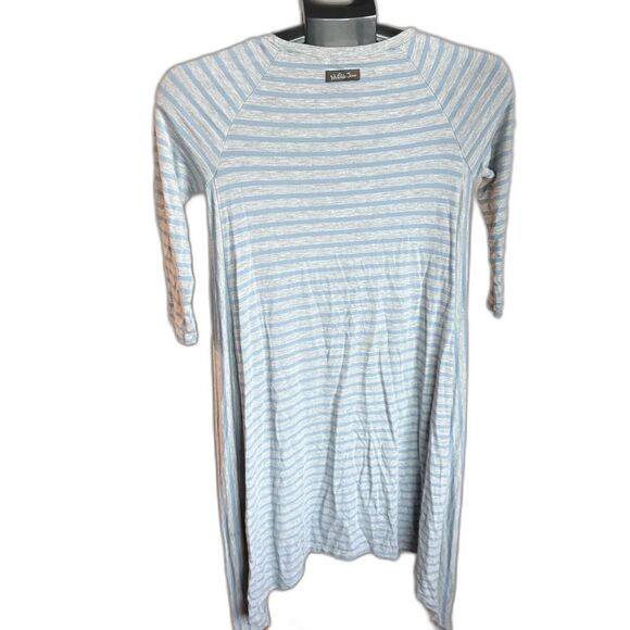 Matilda Jane Her Majesty Sharkbite Hem Tunic Dress Blue Gray Striped Soft XS - Picture 3 of 5